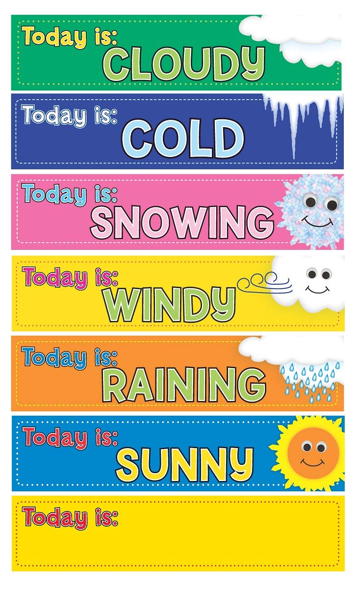 Hygloss 14-Pcs Daily Wall Calendar Cards, 7 Days of the Week and 7 Weather Cards, Classroom Calendar Decorations, 2.5"x11" - Image 5